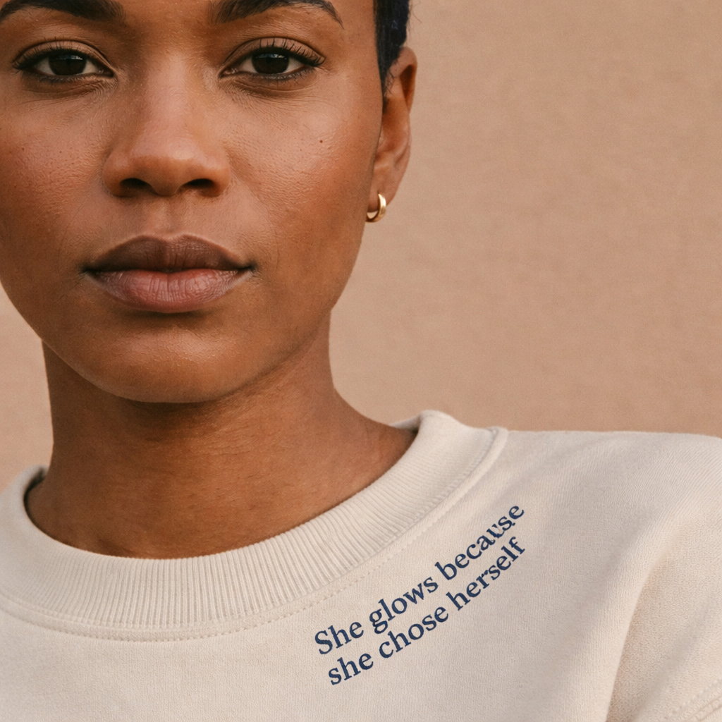 Women Crewneck - She glows because she chose herself (Pre-order)